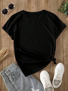 Women's Clothing, Cherries, Y2K, Casual Short Sleeve T-Shirt 100% Cotton For Curvy Women, Graphic Tees For Women, Tops, Summer Sets For Women, Cotton T-Shirt - 白色 - 查看 10