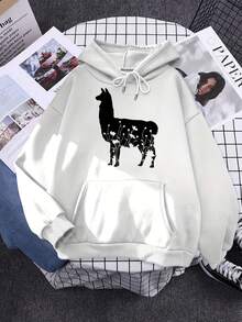 Fun And Casual Printed Hoodie, Effortlessly Creates A Laid-Back And Romantic Look. This Drawstring Hooded Sweatshirt Is Comfortable To Wear And Suitable For Daily Commuting, Casual Outings, And Vacations. It Is An Ideal Choice For Women In The Autumn And Winter Seasons - White - View 7
