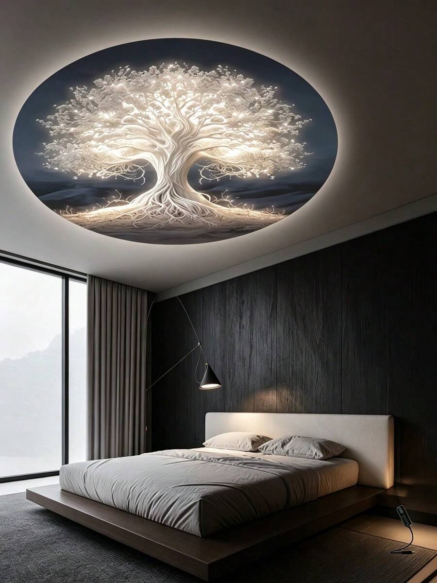 360° Rotatable Tree Of Life LED Projection Lamp - 1 Adjustable Night Light, USB Powered Indoor Atmosphere Lamp, Button Control, Non-Waterproof, Suitable For Bedroom, Living Room Wall & Ceiling Decor, Ideal Gift For Holidays