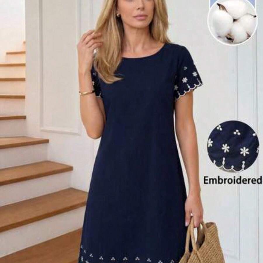 guangzhougaolangshangmao Vestido casual y de oficina con estampado total, conjuntos de verano, atuendos de vacaciones para mujeres, atuendos para salir - Azul - Ver 1