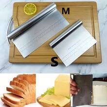 S/M Stainless Steel Cake Scraper, Dough Scraper, Butter Scraper, Cake Spatula, Baking Tools, Kitchen Utensils - View 3