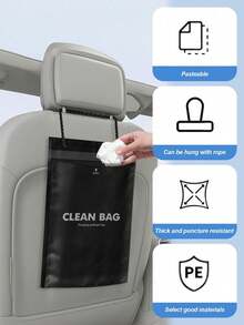 50pcs Thickened PE Trailer Trash Bags, With Long Rope For Hanging In Car, Home Or Office, Waterproof Tear-Resistant Large Capacity Storage Bags, Suitable For Waste And Daily Supplies, Black Cleaning Bags - Car Garbage Bags - View 6