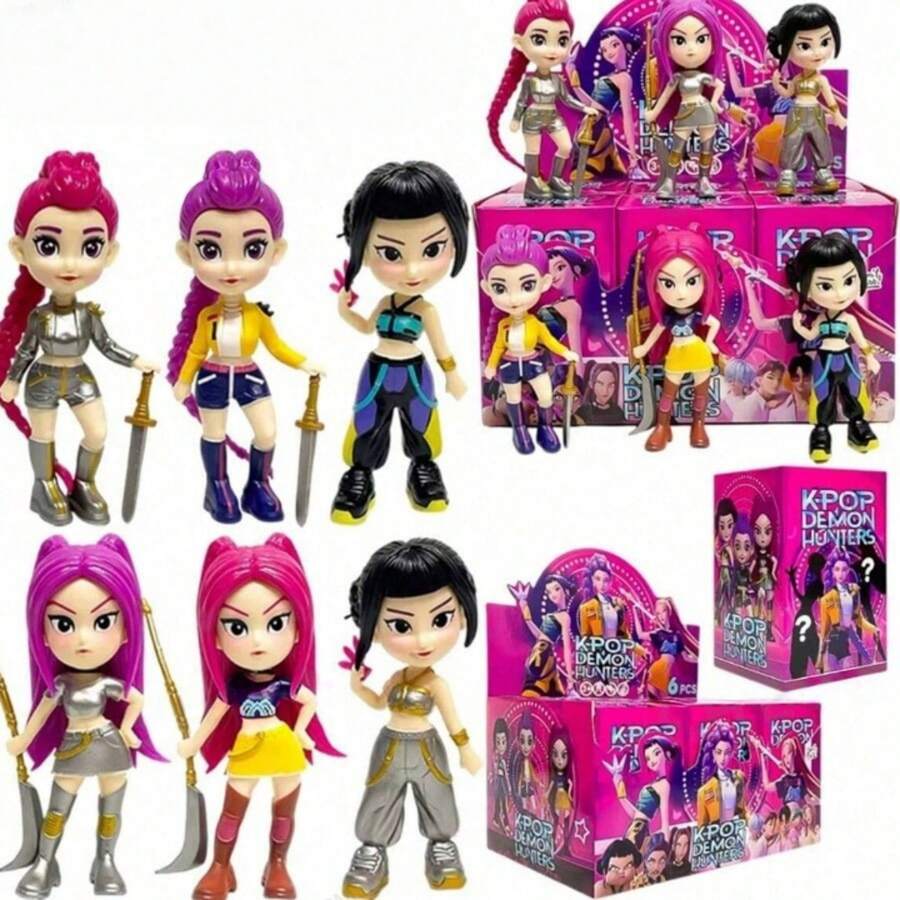 1 mẫu trang trí sáng tạo nhân vật hoạt hình anime K-Pop DemonHunters, đồ trang trí bàn làm việc HUNTR, tất Giáng sinh làm quà tặng, quà nhỏ cho tiệc lễ Valentine, Phục sinh và ngày lễ - Nhiều màu - Xem 1