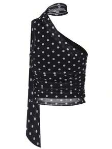 Crop top de mujer con estampado de leopardo, camiseta ajustada, estilo callejero de moda para y vacaciones, negro casual de primavera/verano - Fondo Black con ondas blancas - Ver 4