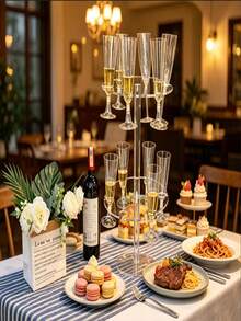 Trending Acrylic Transparent Multi-Tier Wine Glass Rack Display Stand, Suitable For Storage Rack, Wedding/Party, Universal Champagne Flute Tower Rack | Party Atmosphere Enhancer, Easily Create A Romantic Champagne Bar, One Champagne Glass, Start A Romantic Party Moment - Multicolor - View 8