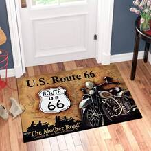 1pc Motorcycle Pattern Printed Silica Gel Carpet, Easy To Clean, 3D Printed Rectangular Rug, Suitable For Entryway, Living Room, Kitchen, Bedroom, Hallway, Bathroom, Laundry Room - Polyester Carpet, For Indoor And Outdoor Home Decor - Multicolor - View 4