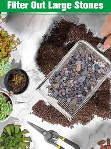 1pc Stainless Steel Gardening Soil Sieve Large Fine Mesh Strainer And Bentonite Sand Shovel, Suitable For Screening Pebbles, Yard, Lawn And Garden - Multicolor - View 6