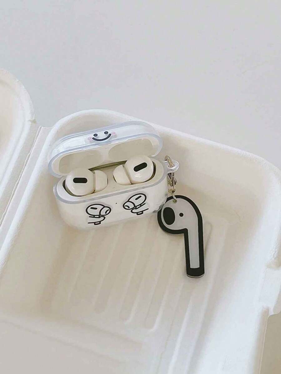 Mặt dây chuyền tai nghe cá nhân hóa tương thích với Apple thế hệ thứ 4, hộp đựng tai nghe Bluetooth Pro 2/3/1/2, vỏ bảo vệ trong suốt có hình mặt cười. - Nhiều màu - Xem 1