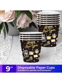 Bộ đĩa tiệc chủ đề năm mới, gồm 20/10 đĩa, đĩa 7 inch + 9 inch + cốc giấy chủ đề + khăn giấy, độc quyền cho các bữa tiệc! Thích hợp cho dã ngoại ngoài trời, tụ họp hàng ngày, trang trí nhà hàng, nhà bếp, tiệc sinh nhật, tiệc cưới, v.v. - Nhiều màu - Xem 8