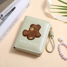 CarrKen 1 pieza Cartera corta versátil y exquisita para mujer con patrón de oso, estilo retro europeo & americano, multifuncional y de múltiples compartimentos, nueva, para adolescentes - Multicolor - Ver 6