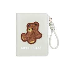 CarrKen 1 pieza Cartera corta versátil y exquisita para mujer con patrón de oso, estilo retro europeo & americano, multifuncional y de múltiples compartimentos, nueva, para adolescentes - Multicolor - Ver 14