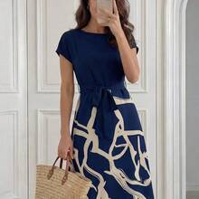 Nana's Women's Clothing Store Medorina Vestido casual de mujer con estampado y patchwork para el verano, conjunto casual de negocios para mujer para primavera y verano - Amarillo - Ver 2