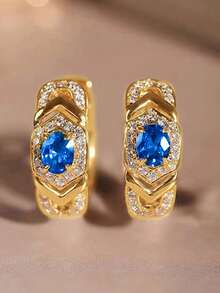 1 Pair Luxury Cubic Zirconia Earrings, Wedding Engagement Anniversary Party Jewelry Gift For Women - 1# - View 10