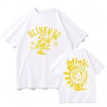 2026 neues modisches T-Shirt der Blink 182 World Tour, Rundhals-Fan-Geschenke für Männer und Frauen, Baumwoll-T-Shirt, Blink 182 T-Shirt - Weiss - Übersicht 1