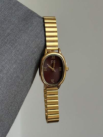 1pc Square Bamboo Quartz Watch In Gold/Silver Color, Suitable For Daily Wear And Perfect Gift For Birthday, Christmas