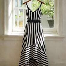 Nana's Women's Clothing Store  Nuevo vestido con tirantes finos y cintura ceñida a rayas para mujeres - Multicolor - Ver 3