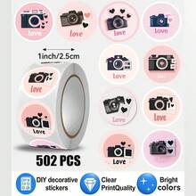 JOERBABU the little kangaroo Bobbie 502pcs/Roll Camera LOVE Pattern Stickers, 10 Assorted Designs, Christmas Gift Wrapping Labels, Scrapbook Stickers, Planner Gift Wrapping, Paper Craft Decoration, Party Gifts, Gift Box Decoration & Reward Stickers - Multicolor - View 9