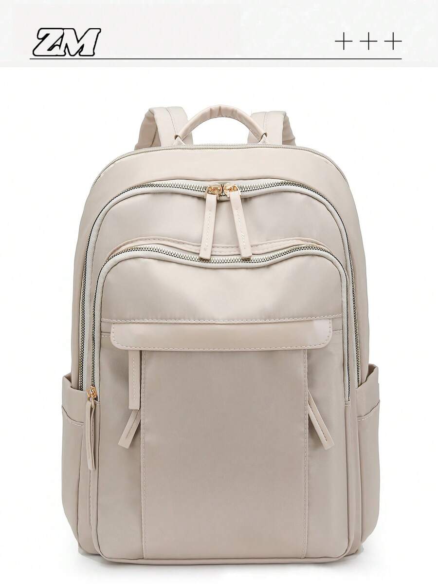 Women's Waterproof Large Capacity Backpack, Versatile And Fashionable, Suitable For Daily Outings - Beige - View 1