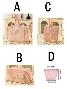 1pc - Cosmetic Storage Bag, Portable Mesh Shower Caddy, Large Capacity Transparent Mesh Storage Bag, Portable Travel Organizer, Multi-Functional Storage Box, Bohemian Style - Multicolor - View 3