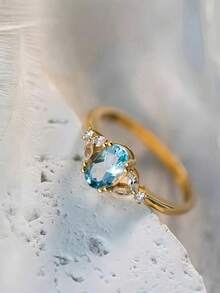 1 chiếc nhẫn đá Aquamarine, chất liệu bạc 925 không gây dị ứng, phù hợp để đeo hàng ngày, đi làm, hẹn hò, đi nghỉ mát, làm trang sức đính hôn, nhẫn hứa hẹn, nhẫn vĩnh cửu, quà tặng ngày Valentine, quà tặng trang sức cao cấp, dễ dàng vượt qua kiểm tra kim cương, được chế tác bởi các nghệ nhân bậc thầy. - nhẫn đá aquamarine - Xem 2