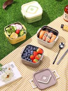 1pc/3pcs/4pcs Portable Insulated Lunch Container Set, Lunch Box Set With Insulated Lunch Bag, 4 Stackable Microwavable Meal Prep Containers, For Adults - Brown/Khaki - Multicolor - View 3