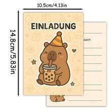 Animal Invitation Cards, Beige Cute Birthday Invitation For Children Girls Boys Animal Party, 20pcs, German - View 5