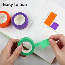 6 Rolls Vibrant Colorful Masking Tape, Suitable For Wall Art & Crafts, Non-Waterproof, Can Be Applied To Plastic, Wood, Glass, DIY Projects, Label Tape | Decorative Tape | Easy Tear Tape, Painting, Classroom Decoration, Color Sorting - Multicolor - View 4