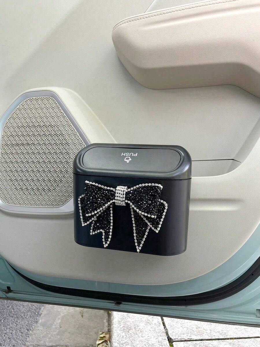 1pc Car Hanging Trash Can, Car Interior Decorative Storage Garbage Bin, Waterproof Car Accessory