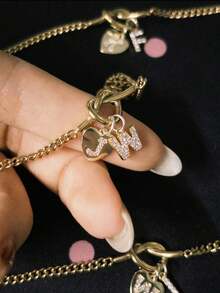 Vòng tay nút thắt tình yêu khắc tên/chữ cái tùy chỉnh, charm chữ đính đá Cubic Zirconia tinh tế, vòng tay dây xích tối giản, quà tặng sinh nhật/Valentine cho cô ấy - Nhiều màu - Xem 2