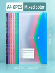 1pc/6pcs/12pcs Binder Pockets 11 Holes Expandable Binder Folders For 2/3/4 Ring Document Pockets With Snaps And Tabs Binders Clear Mixed Pack,Plastic File Bags,For School, Home Office Attendance Travel - Convenient To Carry,Portable Monthly Paper,Back To School - Multicolor - View 8