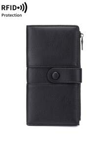 RFID Blocking Ultra-Thin Bifold Wallet, Multi-Function Credit Card Holder, Unisex, Quick-Snap Flap Design, Button Closure RFID Shielding Large Capacity Bifold Card Holder, With Zipper Pocket And Multiple Card Slots, Can Hold Credit Cards/IDs/Cash, Business Casual Multi-Card Slot Zipper Wallet, Suitable For Daily Shopping Use. - Multicolor - View 15
