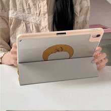 1pc Pink Striped Moon Pattern Tablet Protective Case With Pen Slot, Multi-Angle Magnetic Stand With Auto Sleep/Wake Function, Compatible With IPad Pro/Air, Pad 5/6/7, MatePad - Multicolor - View 6