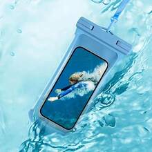 1pc Waterproof Phone Pouch With Floating Airbag, Touch Screen Clear Phone Dry Bag With Neck Strap, Protective Phone Case For Swimming, Rafting, Beach And Rainy Days - Multicolor - View 1