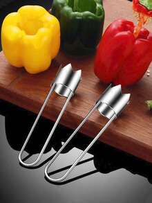 1 pieza Herramienta de acero inoxidable para extraer semillas, quitasemillas rápido y conveniente para chiles, pimientos mexicanos, tomates y frutas, diseño ergonómico, herramienta de cocina resistente al lavaplatos y a la oxidación - 1 pieza de plata - Ver 4