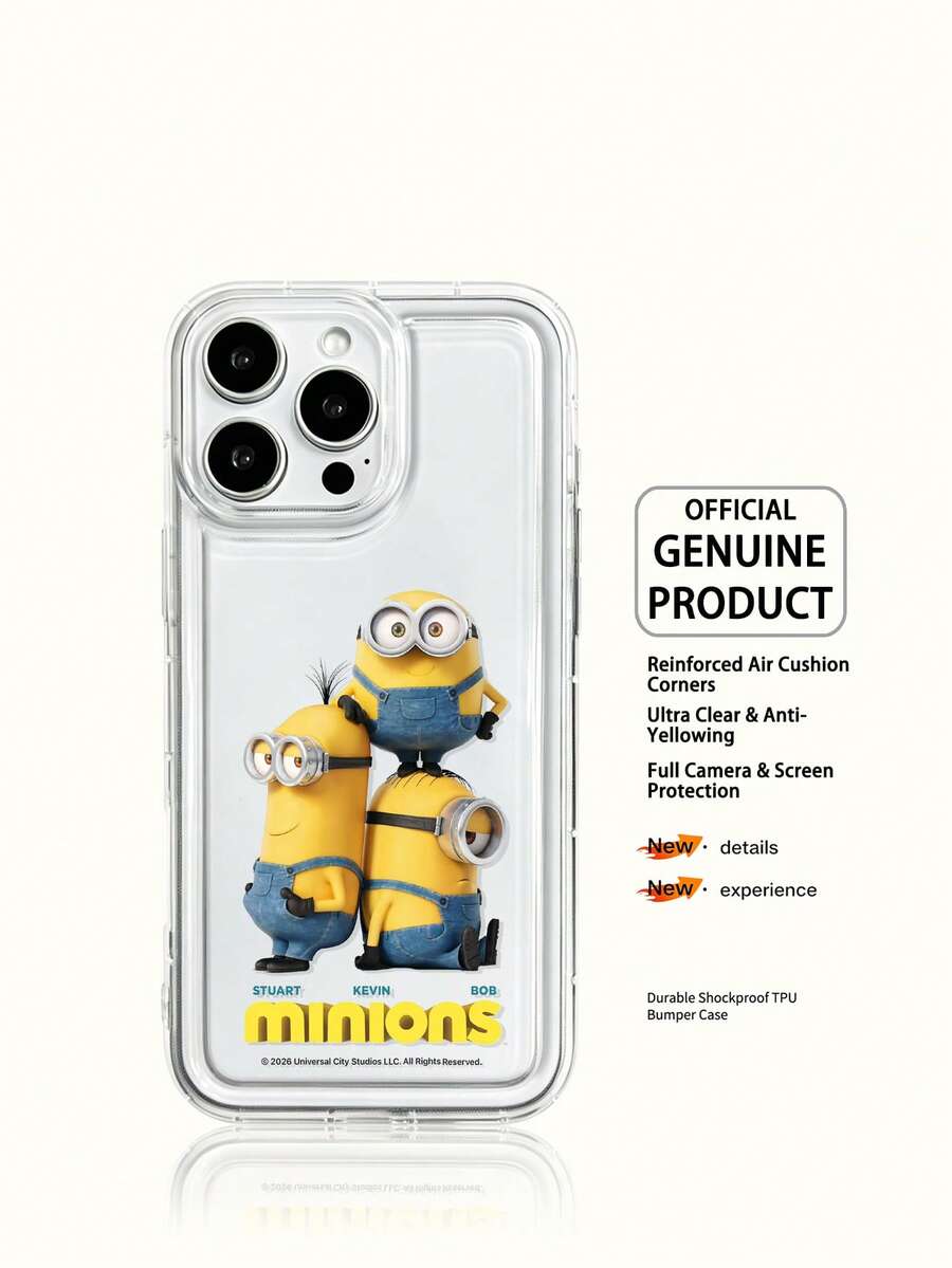 Miniso 小黄人手机壳,精致防滑防摔,透明设计,兼容机型:iPhone 17、17 Air、17 Pro、17 Pro Max、11、12、13、14、15、16 Pro、16 Pro Max、14 Plus、15 Plus、15 Pro Max、XR - 無色 - 查看 1