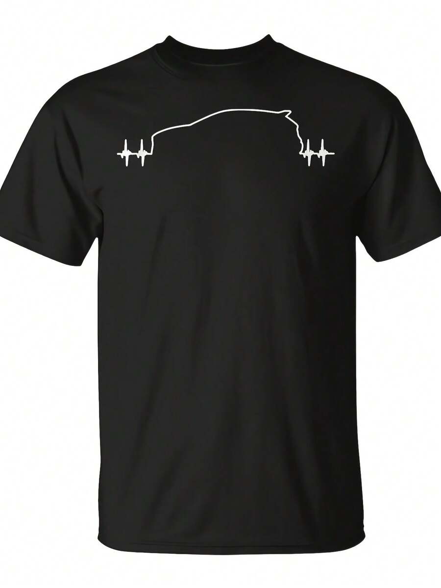 Camiseta Focus RS Mk3 casual de cuello redondo, manga corta, ajuste regular, estampado geométrico, para toda temporada, atuendo casual, tela elástica - Negro - Ver 1