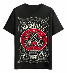Nashville Country Music T-Shirts - 黑色 - 查看 6