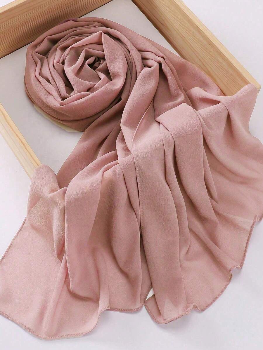 1pc Chiffon Scarf, Stylish And Comfortable Decorative Shawl, Birthday Gift For Best Friend And Elders - Dusty Pink - View 1