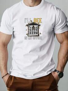 Men's Casual Summer Short-Sleeved T-Shirt With Bee Pattern - 白色 - 查看 6