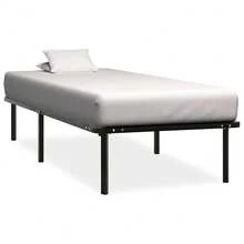 vidaXL Metal Bed Frame, Bedroom Bed, Double Bed, Bedroom Furniture, Marriage Bed, Bed Frame, Slatted Base, Black Metal, 120x200cm - Black - View 10