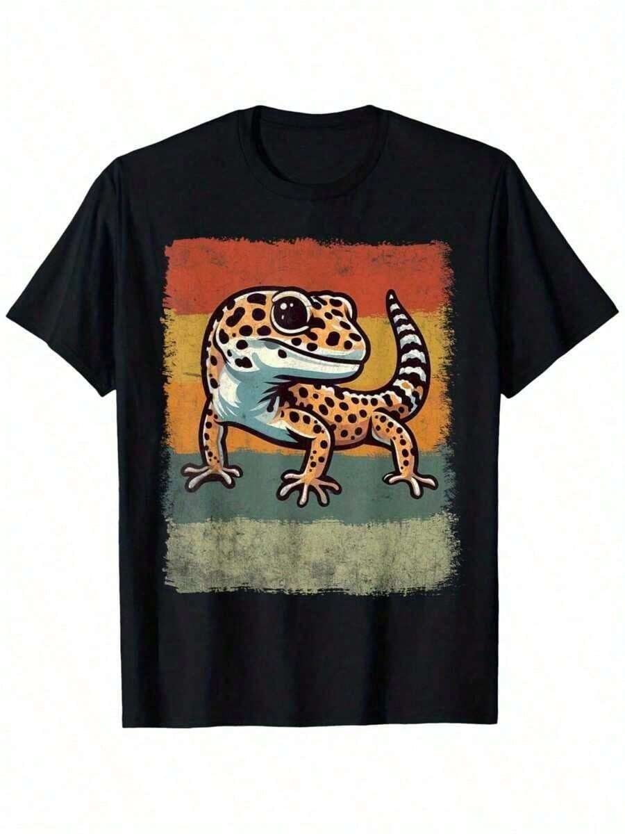 Vintage Leopard Gecko T-Shirt, Gifts For Boys And Girls YYQ 180g - 白色 - View 1