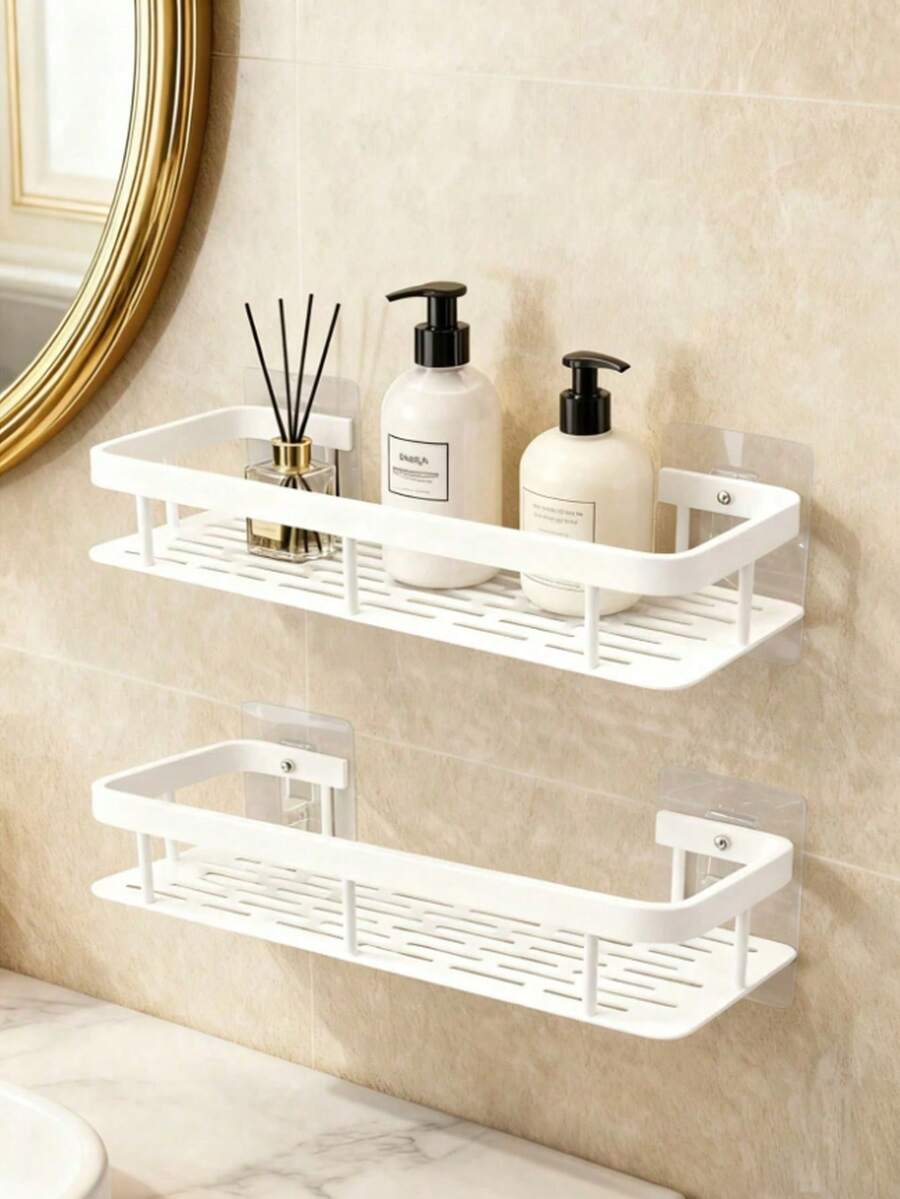 Giá để đồ dùng nhà tắm treo tường dạng nửa khối này có thiết kế dày dặn làm bằng nhựa, mang lại sức chứa lớn hơn. Sản phẩm có thể lắp đặt mà không cần khoan và có lớp keo dán mặt sau. Giá để đồ treo tường này phù hợp cho phòng tắm và nhà bếp, tiết kiệm không gian và dễ dàng lắp đặt. Có thể dùng để đựng đồ dùng vệ sinh cá nhân, mỹ phẩm và các vật dụng linh tinh, phù hợp với nhà vệ sinh, phòng tắm, bàn trang điểm, phòng tắm vòi sen và các khu vực tương tự.