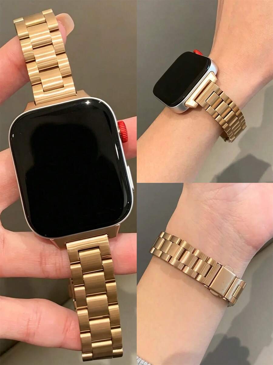 1件相容錶帶，黑色金屬錶帶，不鏽鋼可調節錶帶，相容於 Watch 智慧手環 Fit 1/Fit 2/Fit 3/Fit 4/Fit4 PRO 手腕帶 - 玫瑰金 - 查看 1