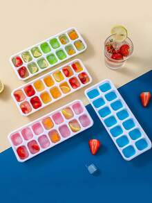 1pc/2pcs Silicone Ice Cube Tray With Removable Lid, Flexible Easy Release Ice Mold, Stackable Reusable For Home, Fridge, Bar, Cocktail, Beverage Preparation, Suitable For Summer Use - Multicolor - View 3