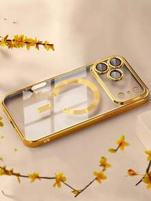 Luxury Plated Transparent Magnetic Wireless Charging Soft Phone Case, Compatible With IPhone 17 16 15 14 13 12 11 Pro Max Plus Air, Anti-Fall Anti-Shock Protective Case With Lens Cover - Silver - View 11