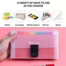 1pc 13-Pocket Expanding Accordion File Organizer - A6 Compact Plastic Wallet With Secure Pocket Closure, Portable Expandable Folder Suitable For Cards, Coupons, Receipts, Tax Documents - Ideal For Home Office, Travel & -The- Organization - A6 - View 6