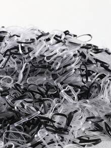 [Quantity Options] Pcs/Pack Women's Colorful Hair Ties, Transparent/Black Mixed Mini Elastic Bands, Disposable Small Rubber Bands, Minimalist Solid Color Hair Accessories, Suitable For Ponytail, Wedding Hairstyles, Ponytail Holders, Hair Ties, Rubber Bands, Hair Ties, Hair Ties For Summer Hairstyles, Beach Hairstyles, Hair Styling Tools Scrunchie - Black+Transparent - View 3