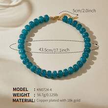 ORNAPEADIA 2pcs/Set Bohemian Style Colorful Acrylic Beaded Bracelet And Necklace Set, Suitable For Vacation And Daily Wear - Lake Blue - View 5