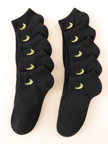 10 Pairs Women's Solid Color Ankle Socks - Black - View 5
