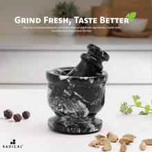 Radicaln Marble Mortar And Pestle Set Black Zebra 2.5" Inches Handmade Garlic Crusher &Amp; Grinder Bowl, Mini Mortar And Pestle For Kitchen - Herb Grinder Spice Grinder - ColorA - View 3
